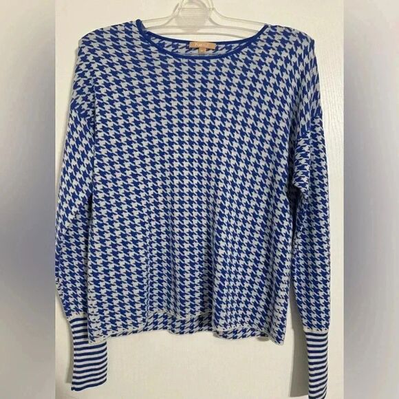 KIER + J Sweaters - Kier + J 100% Cashmere Sweater | Blue and White Houndsthooth print | Size xl